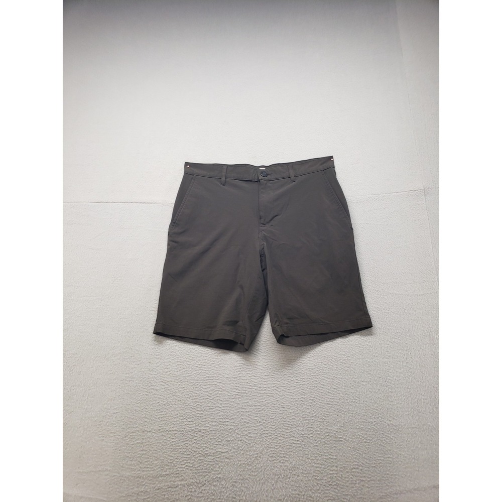 Grand Slam Men Chino Short 32 Dark Gray Flat Front Performance Stretch Pockets